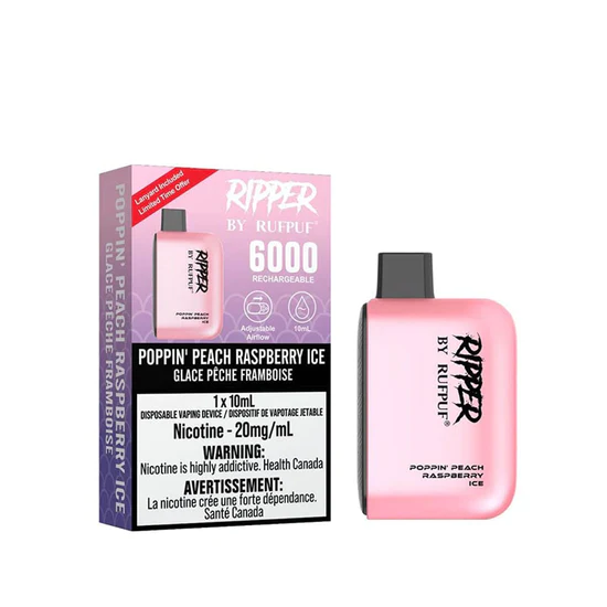 Gcore Rufpuf Ripper 6000 - Poppin Peach Raspberry Ice 10mg
